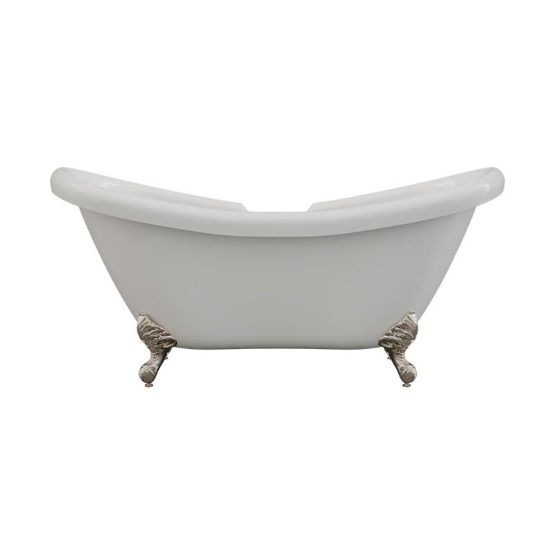 Cambridge Plumbing Acrylic Double Ended Slipper Bathtub 68"x28", 7" Drillings and BN Feet