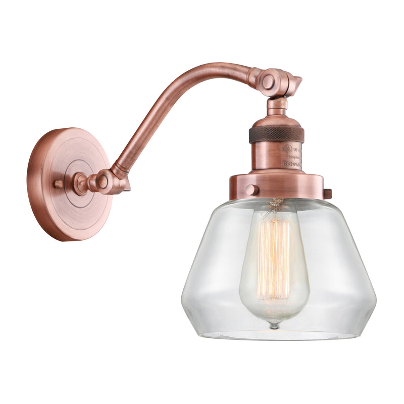 Fulton Sconce shown in the Antique Copper finish with a Clear shade