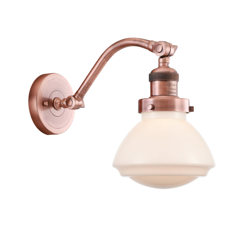 Olean Sconce shown in the Antique Copper finish with a Matte White shade