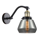 Fulton Sconce shown in the Black Antique Brass finish with a Plated Smoke shade