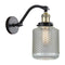 Stanton Sconce shown in the Black Antique Brass finish with a Clear Wire Mesh shade