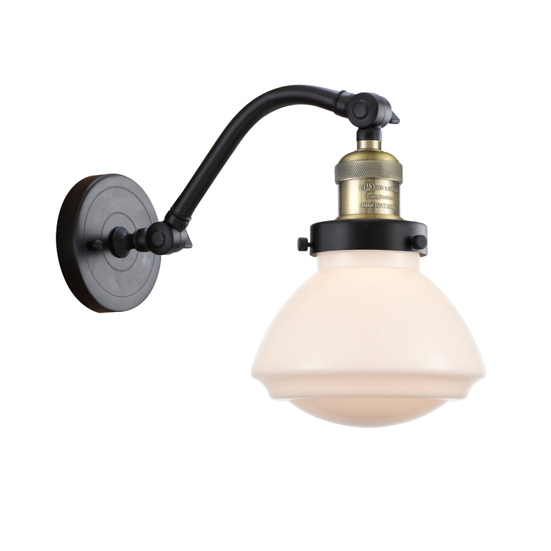 Olean Sconce shown in the Black Antique Brass finish with a Matte White shade