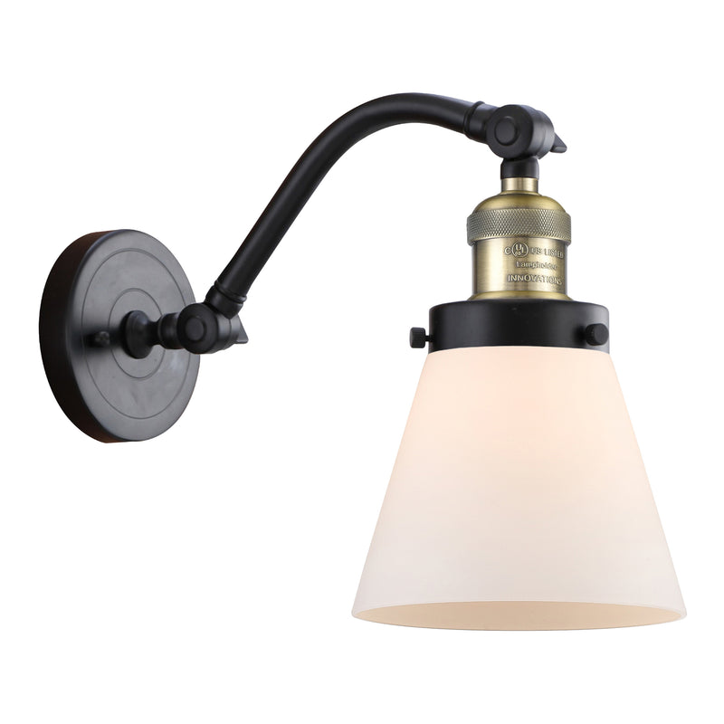 Cone Sconce shown in the Black Antique Brass finish with a Matte White shade