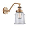 Canton Sconce shown in the Brushed Brass finish with a Clear shade