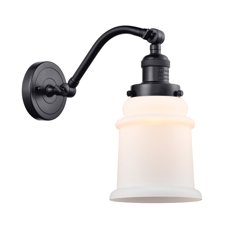 Canton Sconce shown in the Matte Black finish with a Matte White shade