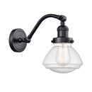 Olean Sconce shown in the Matte Black finish with a Seedy shade