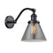 Cone Sconce shown in the Matte Black finish with a Plated Smoke shade