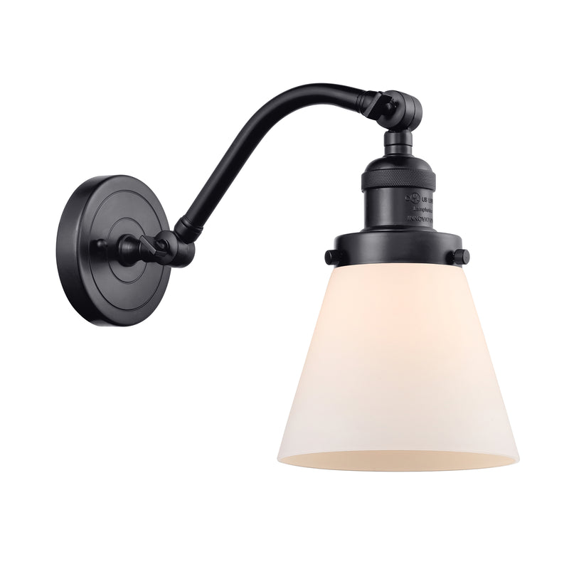 Cone Sconce shown in the Matte Black finish with a Matte White shade