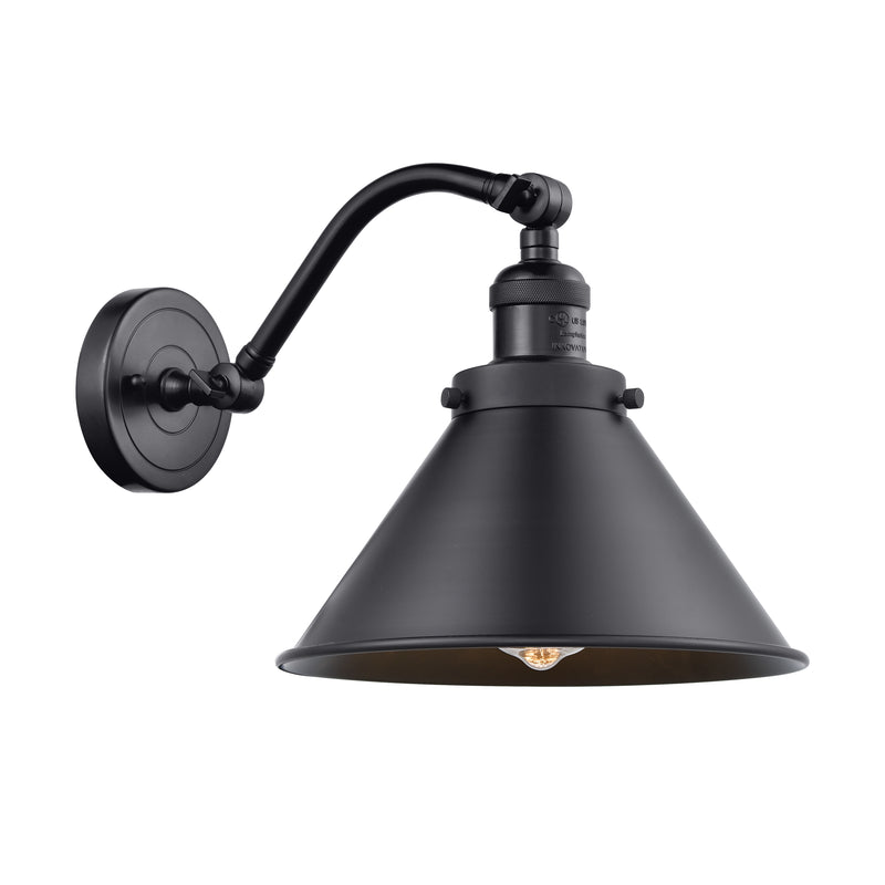 Briarcliff Sconce shown in the Matte Black finish with a Matte Black shade