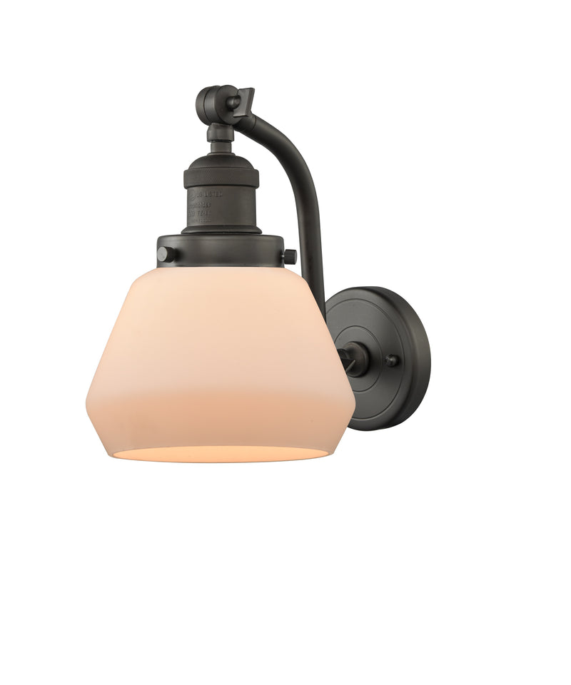 Innovations Lighting Fulton 1-100 watt 7 inch Oil Rubbed Bronze Sconce with Matte White Cased glass and Solid Brass 180 Degree Adjustable Swivels 5151WOBG171