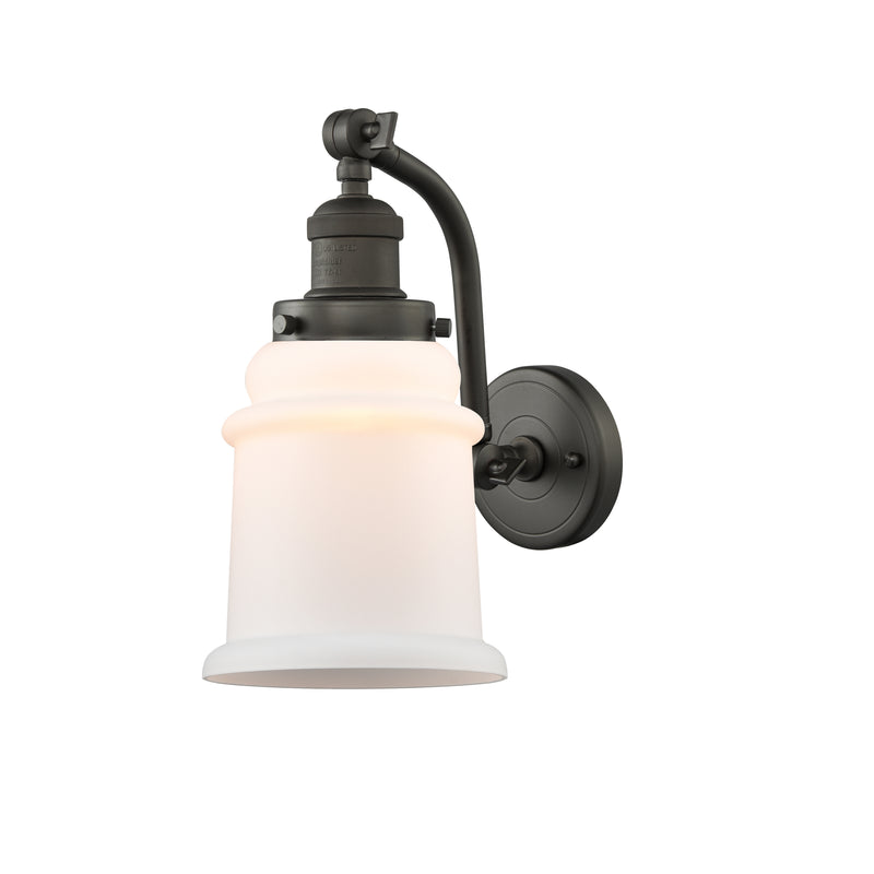 Canton Sconce shown in the Oil Rubbed Bronze finish with a Matte White shade