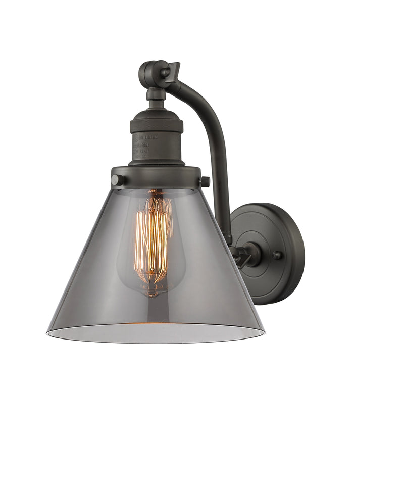 Innovations Lighting Large Cone 1-100 watt 8 inch Oil Rubbed Bronze Sconce with Smoked glass and Solid Brass 180 Degree Adjustable Swivels 5151WOBG43