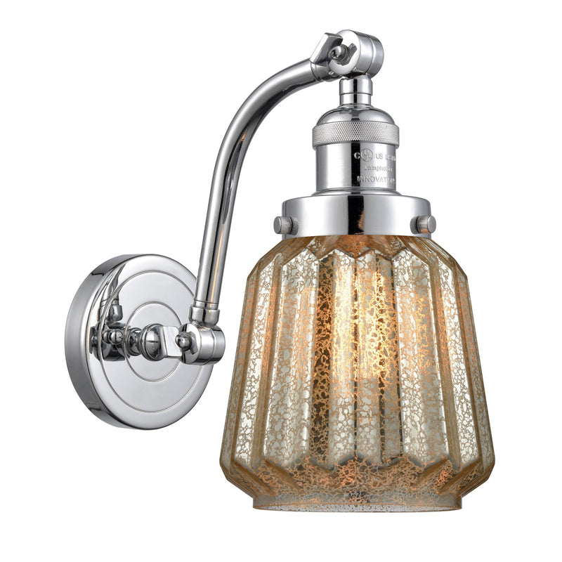 Chatham Sconce shown in the Polished Chrome finish with a Mercury shade