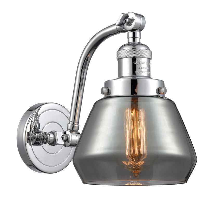 Fulton Sconce shown in the Polished Chrome finish with a Plated Smoke shade