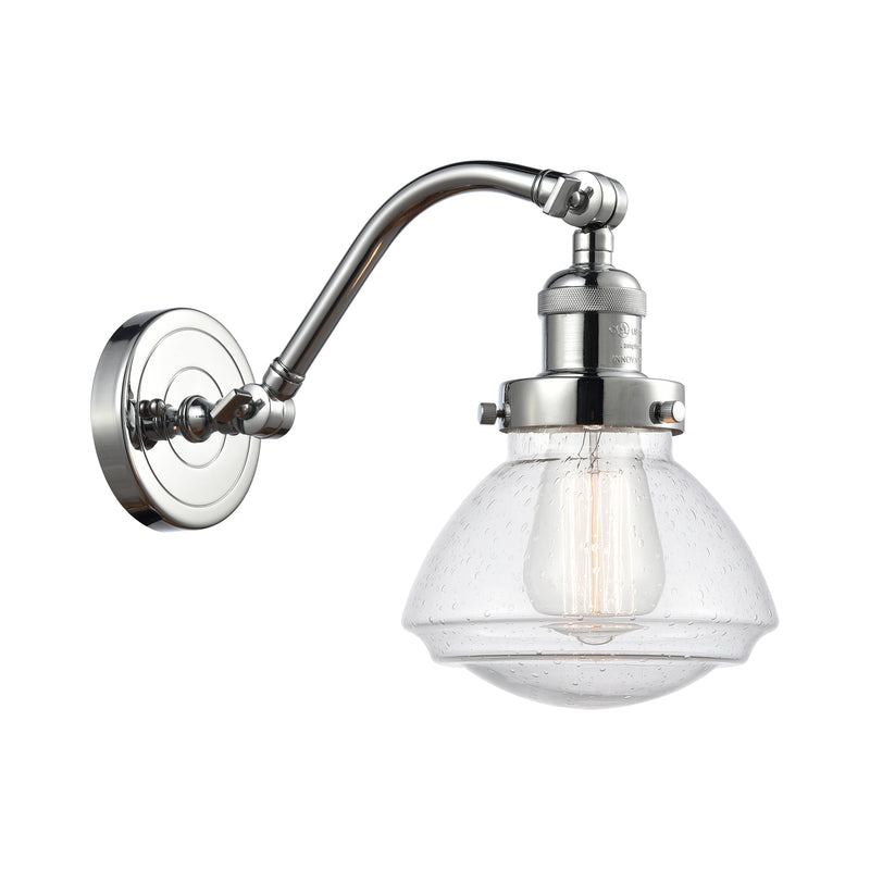 Olean Sconce shown in the Polished Chrome finish with a Seedy shade