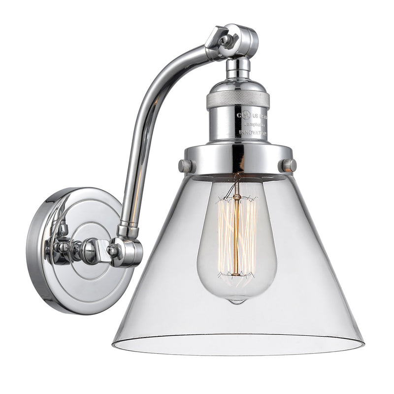 Cone Sconce shown in the Polished Chrome finish with a Clear shade