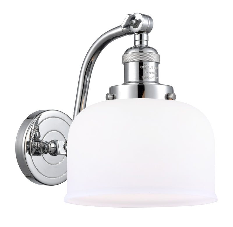 Innovations Lighting Large Bell 1-100 watt 8 inch Polished Chrome Sconce with Matte White Cased glass and Solid Brass 180 Degree Adjustable Swivels 5151WPCG71