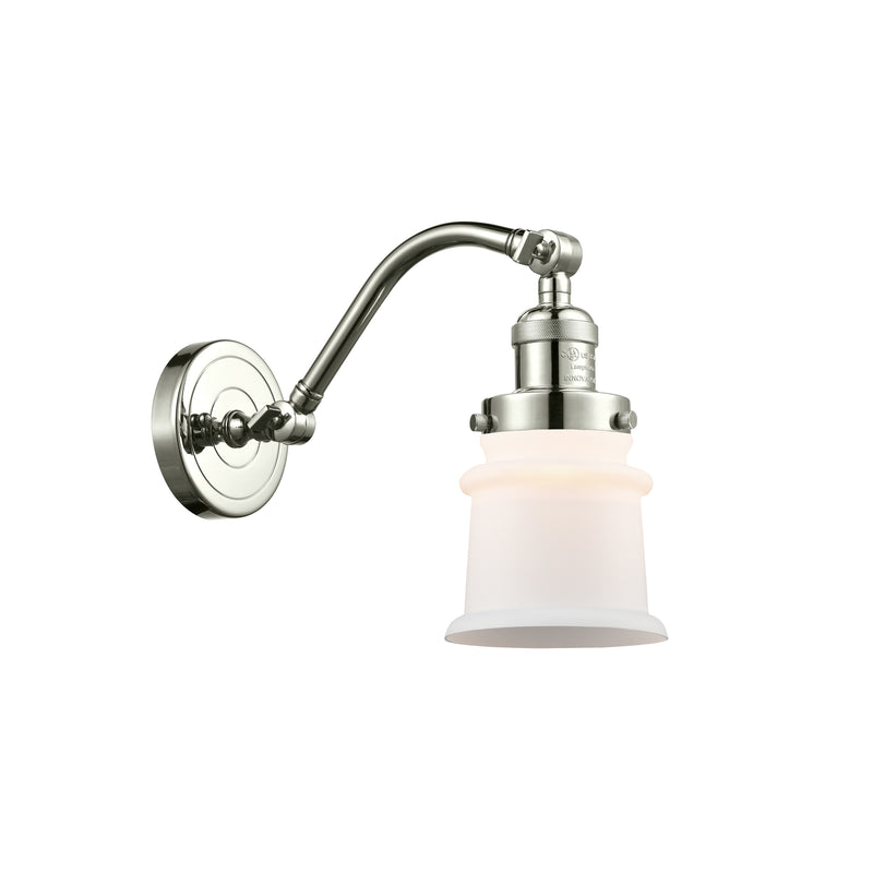 Canton Sconce shown in the Polished Nickel finish with a Matte White shade