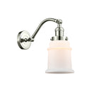 Canton Sconce shown in the Polished Nickel finish with a Matte White shade