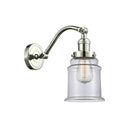 Canton Sconce shown in the Polished Nickel finish with a Clear shade