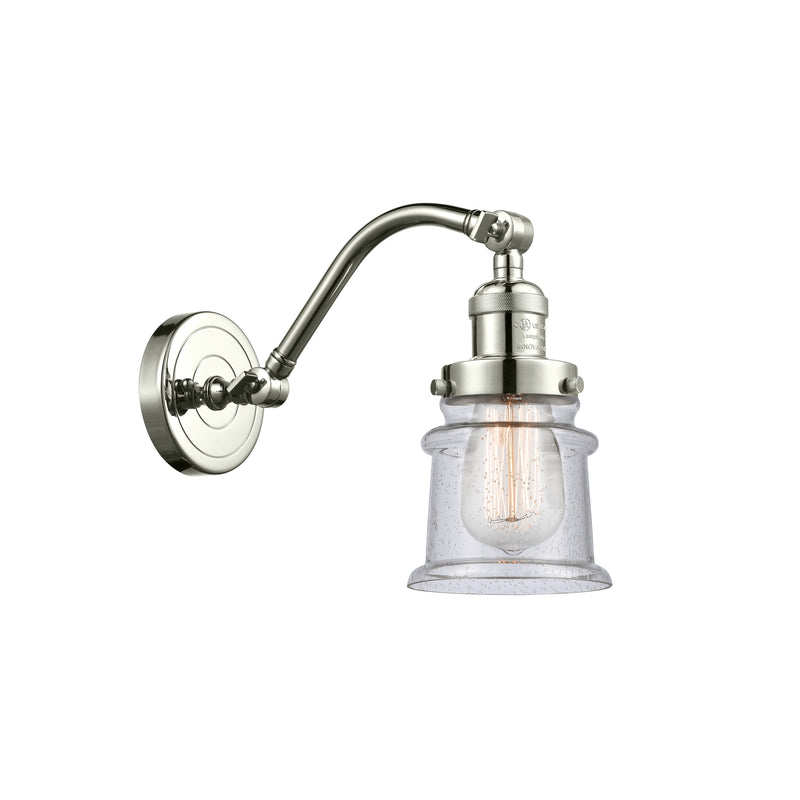 Canton Sconce shown in the Polished Nickel finish with a Seedy shade