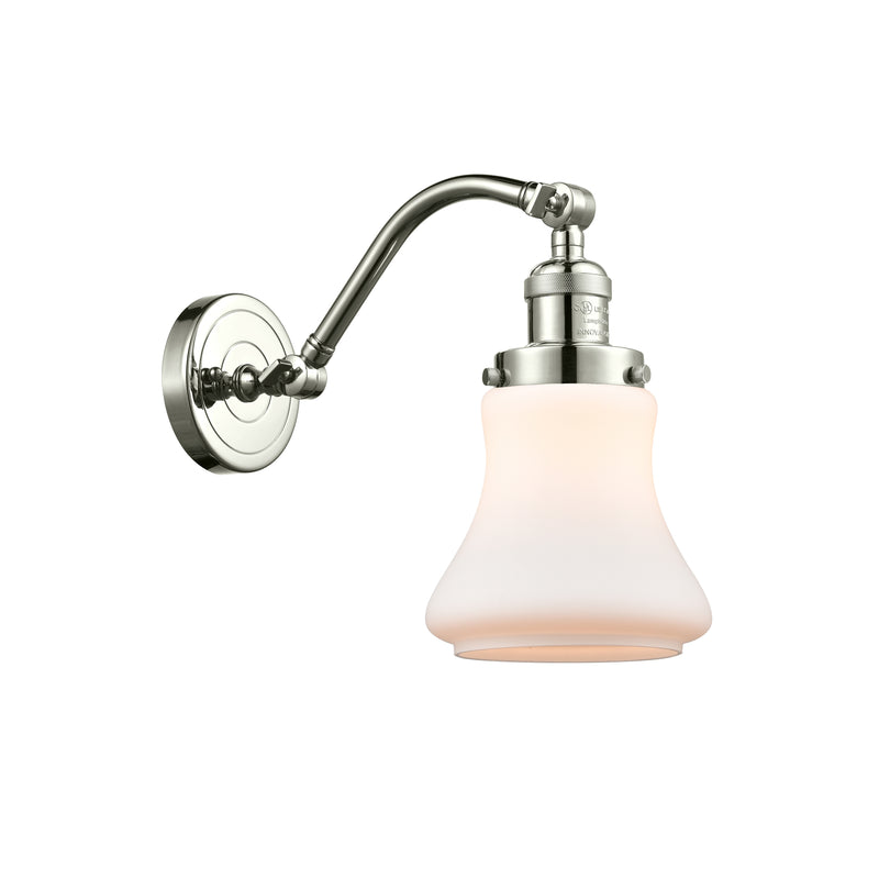 Bellmont Sconce shown in the Polished Nickel finish with a Matte White shade