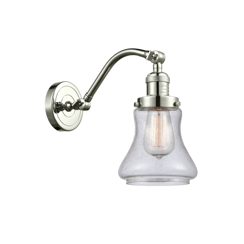 Bellmont Sconce shown in the Polished Nickel finish with a Seedy shade