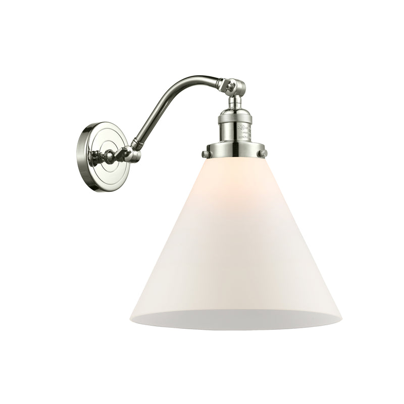 Cone Sconce shown in the Polished Nickel finish with a Matte White shade