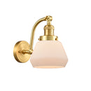 Fulton Sconce shown in the Satin Gold finish with a Matte White shade