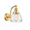 Fulton Sconce shown in the Satin Gold finish with a Clear shade