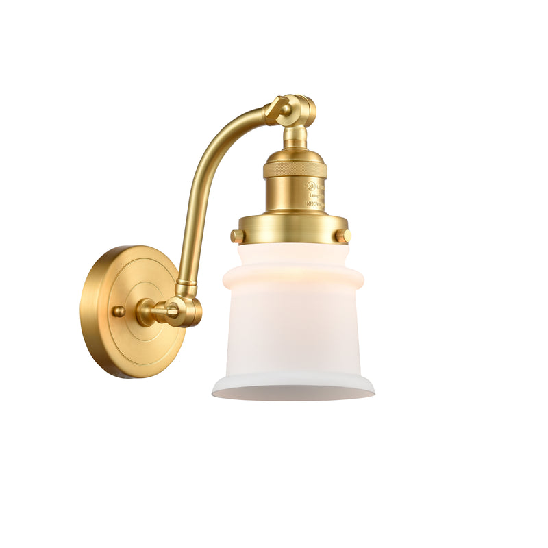 Canton Sconce shown in the Satin Gold finish with a Matte White shade