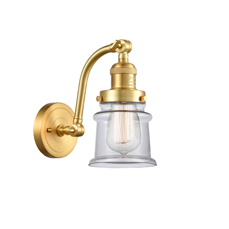 Canton Sconce shown in the Satin Gold finish with a Clear shade