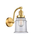 Canton Sconce shown in the Satin Gold finish with a Clear shade