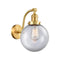 Beacon Sconce shown in the Satin Gold finish with a Clear shade