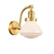 Olean Sconce shown in the Satin Gold finish with a Matte White shade