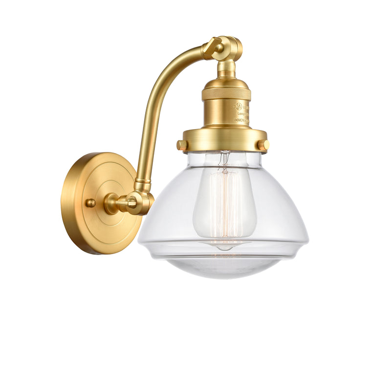 Olean Sconce shown in the Satin Gold finish with a Clear shade