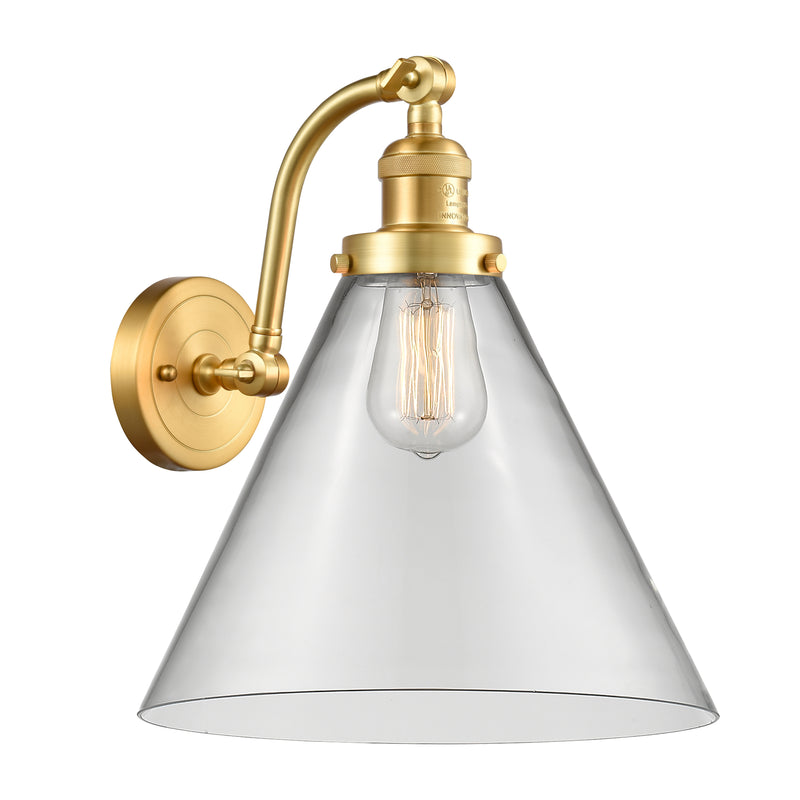 Cone Sconce shown in the Satin Gold finish with a Clear shade