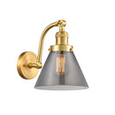 Cone Sconce shown in the Satin Gold finish with a Plated Smoke shade