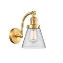 Cone Sconce shown in the Satin Gold finish with a Clear shade