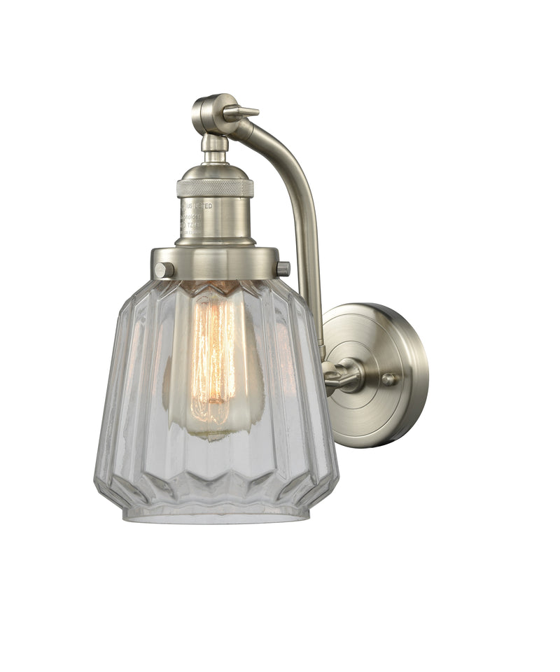 Innovations Lighting Chatham 1-100 watt 6 inch Brushed Satin Nickel Sconce with Clear Fluted glass and Solid Brass 180 Degree Adjustable Swivels 5151WSNG142