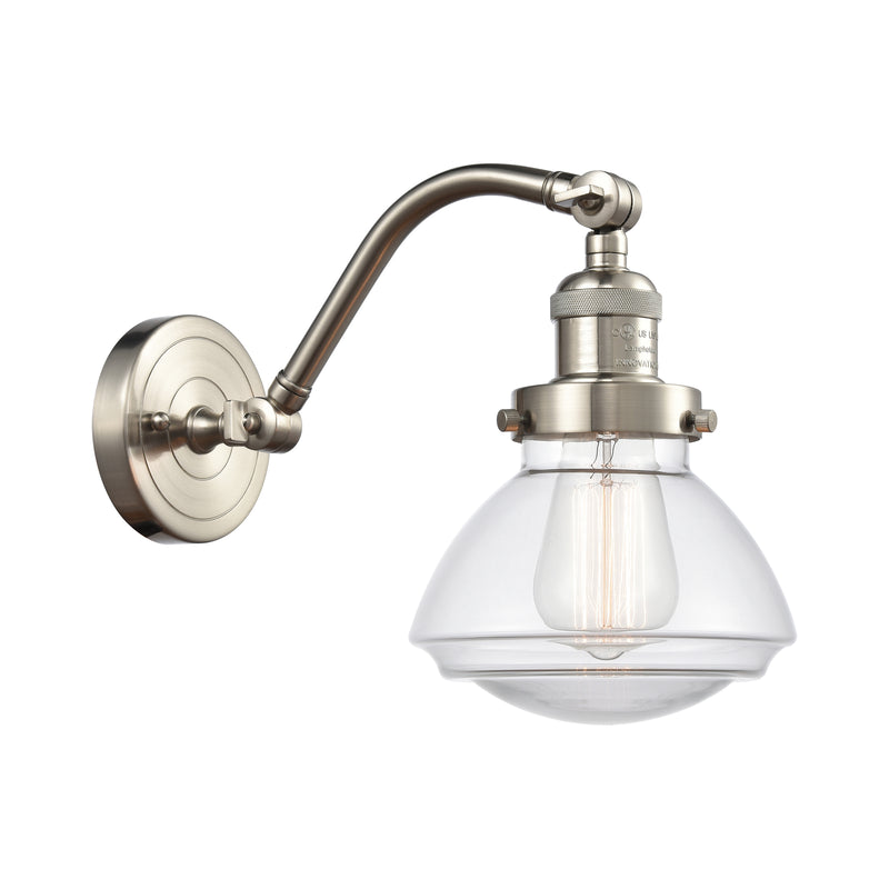 Olean Sconce shown in the Brushed Satin Nickel finish with a Clear shade