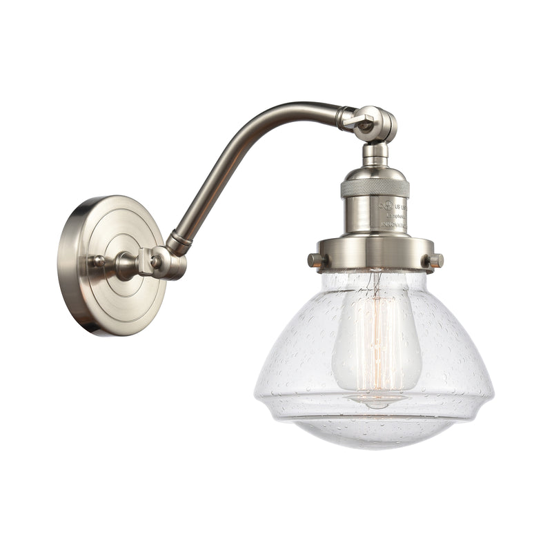 Olean Sconce shown in the Brushed Satin Nickel finish with a Seedy shade