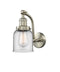 Innovations Lighting Small Bell 1-100 watt 5 inch Brushed Satin Nickel Sconce with Clear glass and Solid Brass 180 Degree Adjustable Swivels 5151WSNG52