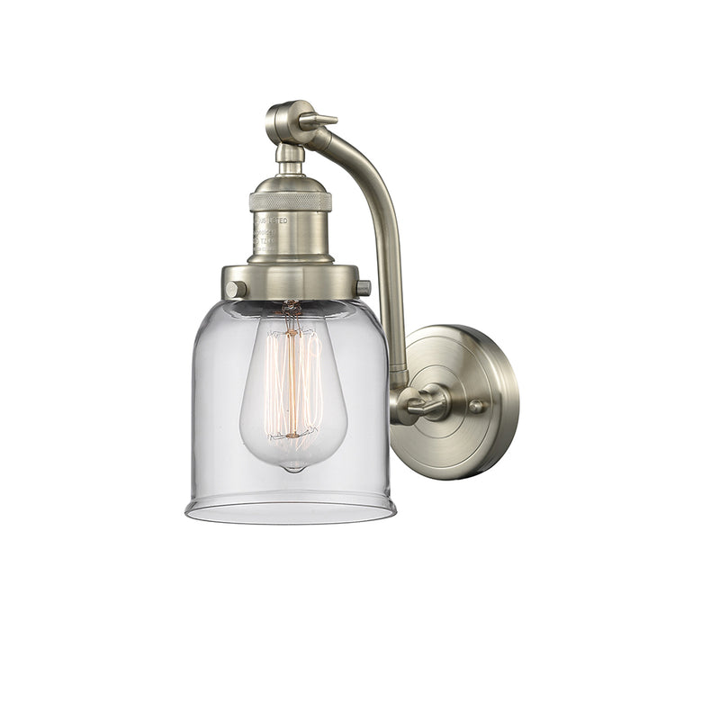 Bell Sconce shown in the Brushed Satin Nickel finish with a Clear shade