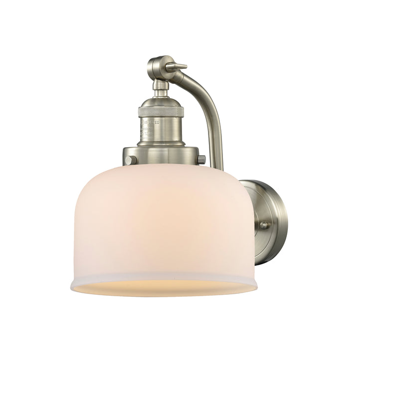 Bell Sconce shown in the Brushed Satin Nickel finish with a Matte White shade