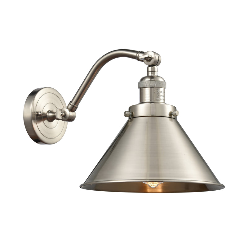 Briarcliff Sconce shown in the Brushed Satin Nickel finish with a Brushed Satin Nickel shade