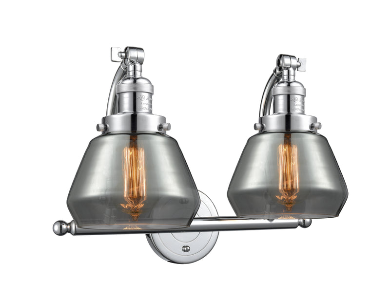 Innovations Lighting Fulton 2-100 watt 18 inch Polished Chrome Bathroom Fixture with Smoked glass and Solid Brass 180 Degree Adjustable Swivels 5152WPCG173