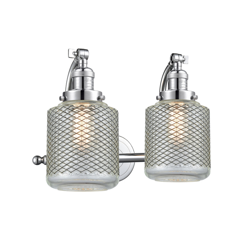 Stanton Bath Vanity Light shown in the Polished Chrome finish with a Clear Wire Mesh shade