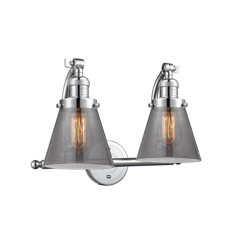 Cone Bath Vanity Light shown in the Polished Chrome finish with a Plated Smoke shade