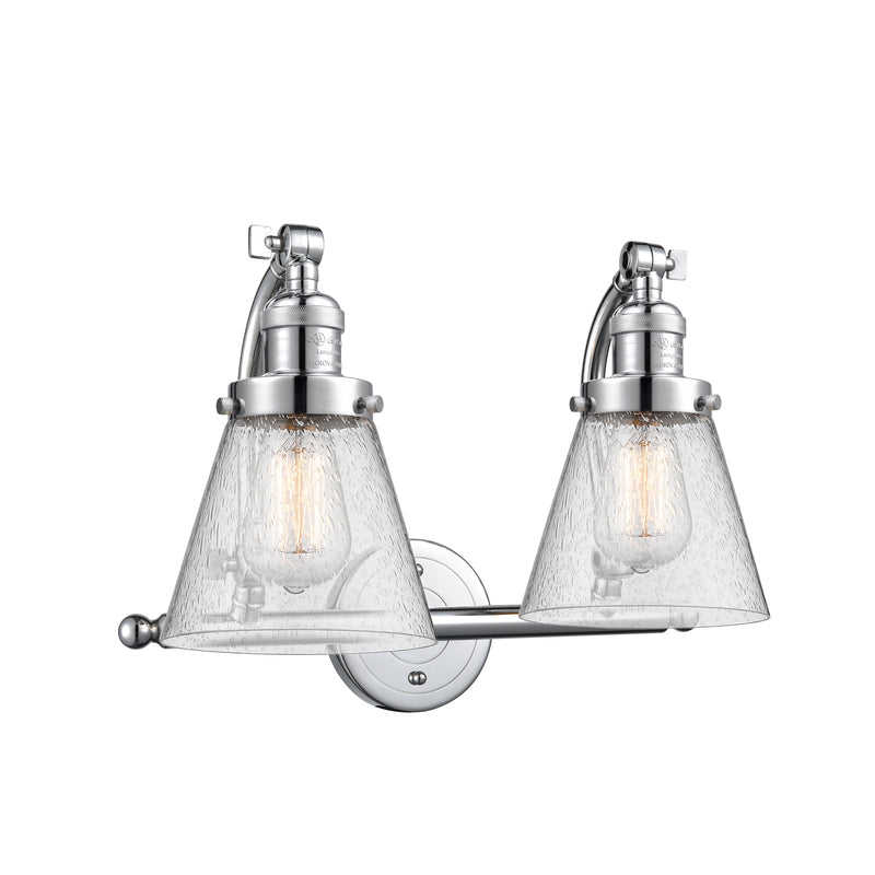 Cone Bath Vanity Light shown in the Polished Chrome finish with a Seedy shade